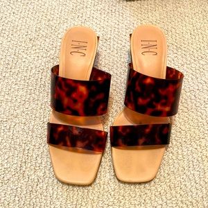 INC tortoise vinyl dress sandal